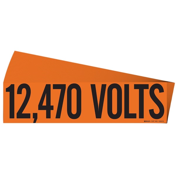 Brady 12,470 Volts Conduit and Voltage Lbls 2.25 in H x 9 in W BK on OR 25/PK 152313 - main